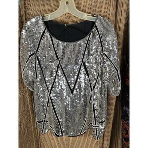 Vintage Sequins Pearl Blouse Silk Joseph Le Bon Party Festival Shimmering
